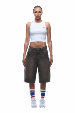 COATED DENIM SHORTS WASHED BROWN(Coated Denim Shorts Washed Brown) -6PM Store 1337x2005 6PM 0197 2500610 6PM ECOM LOOK 6 0374