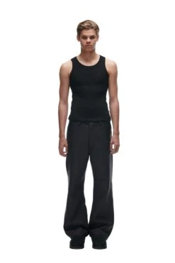 CRINKLE ZIP PANTS BLACK(Crinkle Zip Pants Black)
